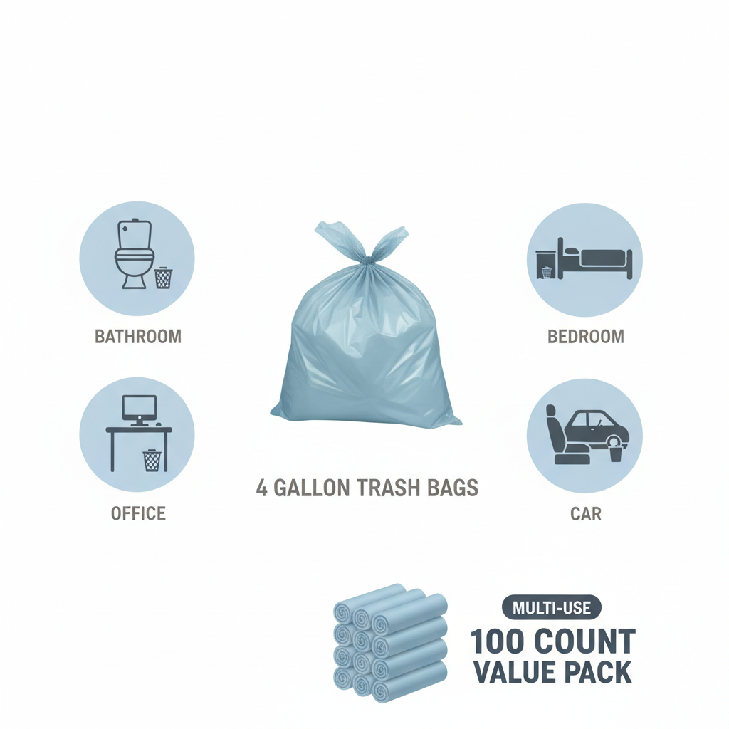 4 gallon multi-use scenario and 100 count value pack infographic