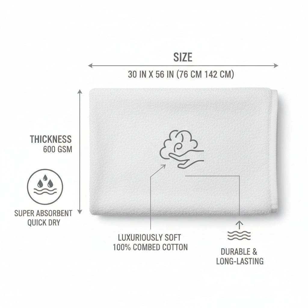 Bath towel size and features infographic