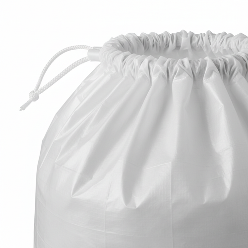 Close-up of drawstring closure and material texture
